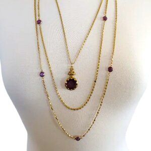 Goldette Vintage Intaglio 3 Strand Necklace
